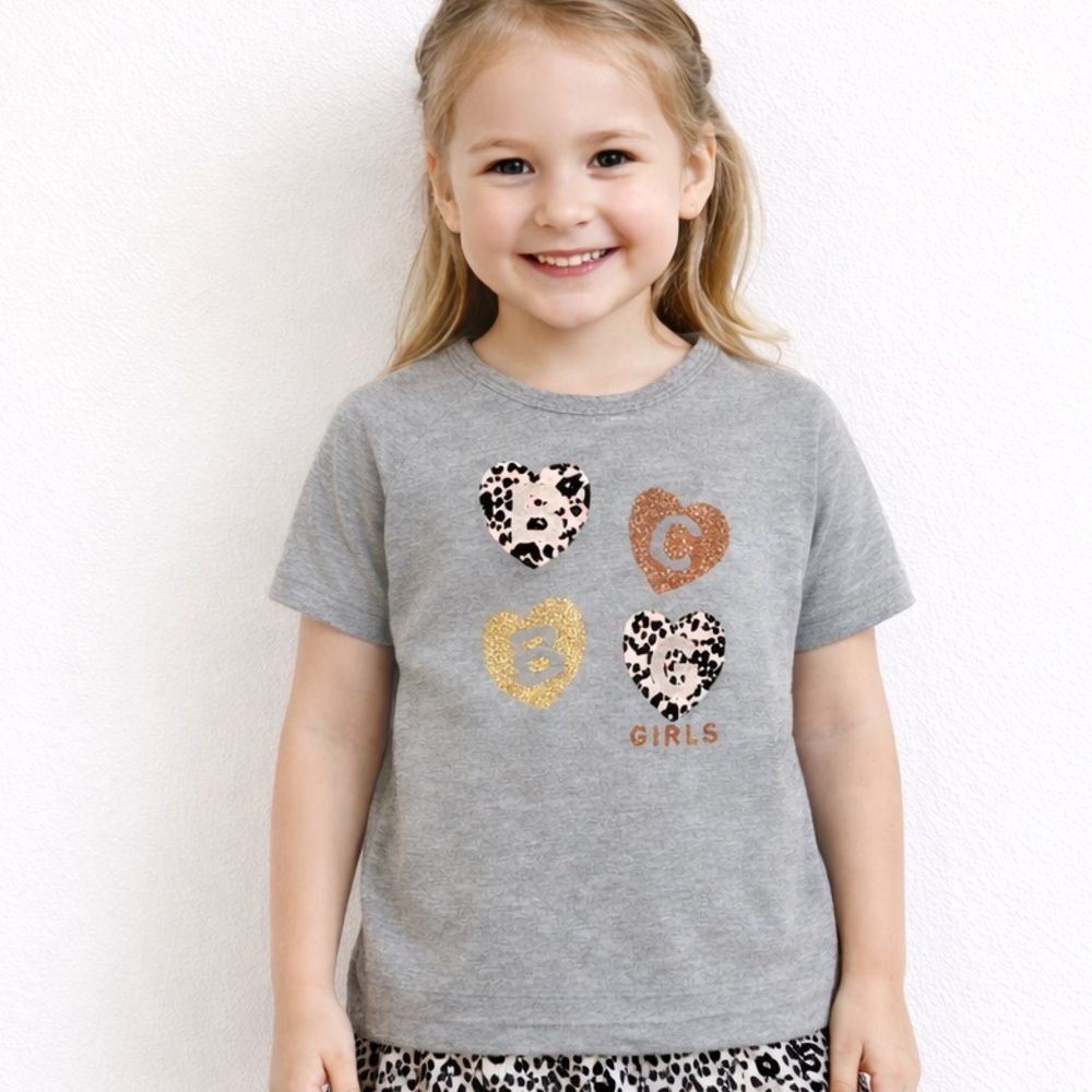 BCBGirls Gray and Gold Leopard Print Kids Tee